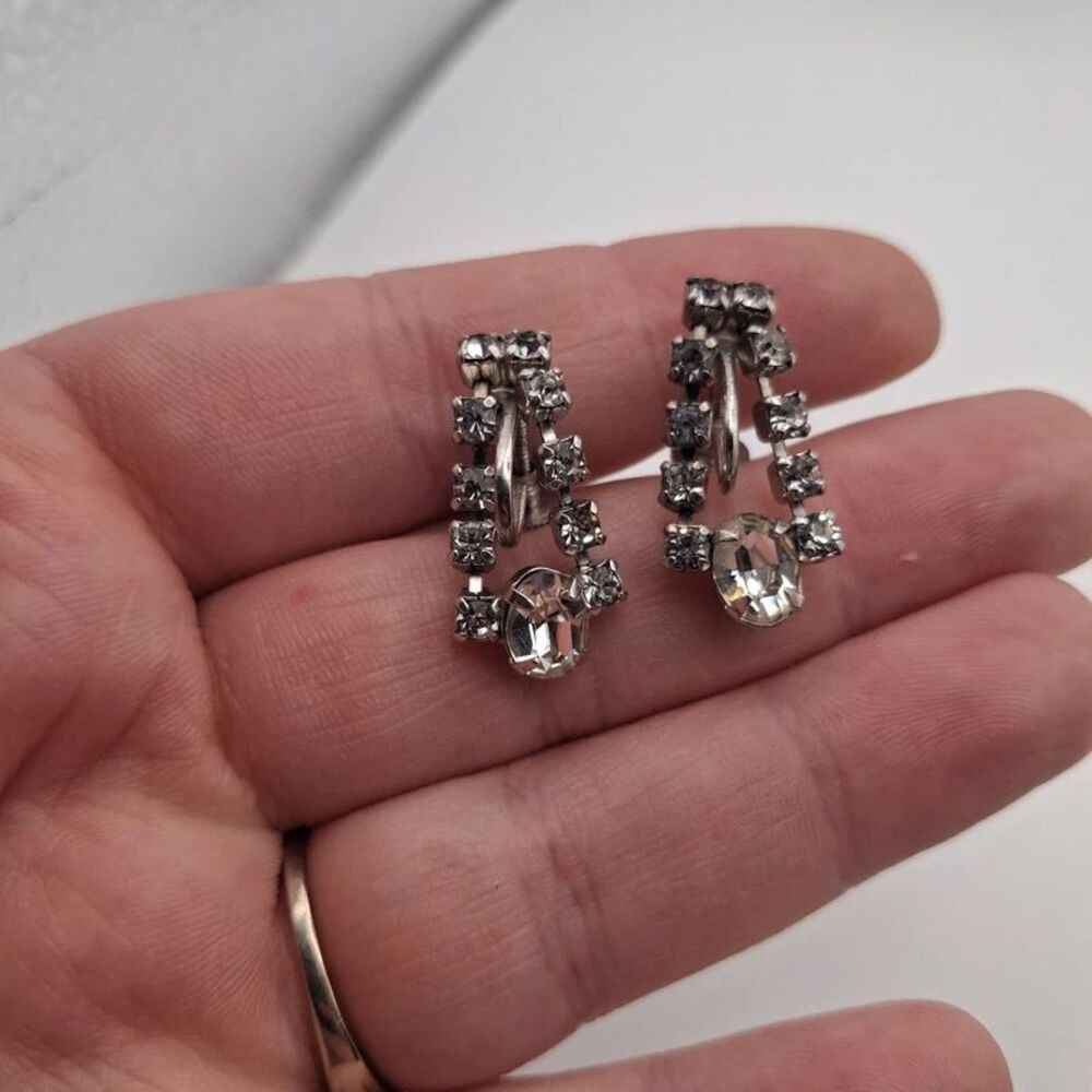 Vintage mid century screwback bridal earrings